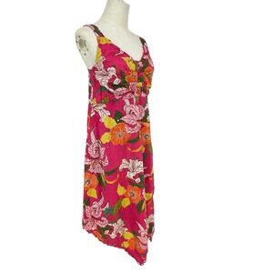 Susan Graver Pink Floral Smocked Midi Dress Women's S Made in India